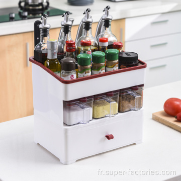 Boîte de rangement multifonction en plastique pour condiments pour la cuisine